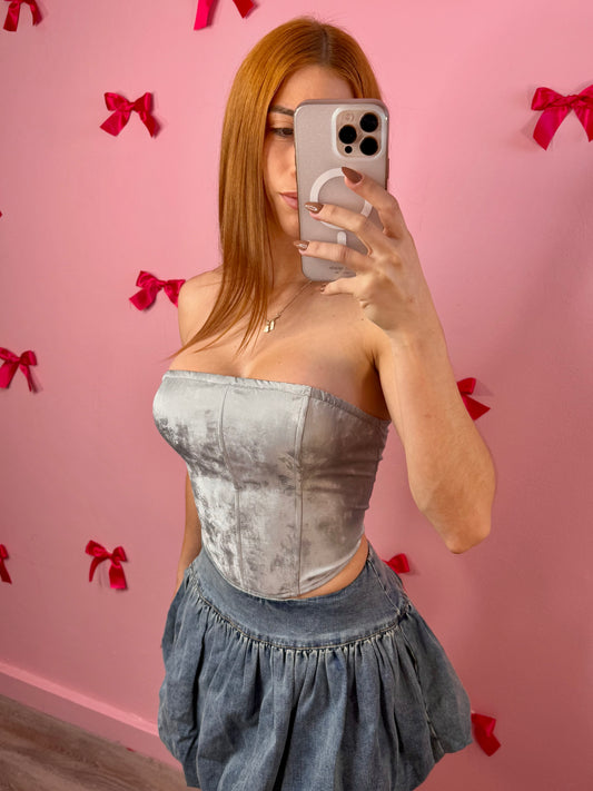 Silver Corset Top